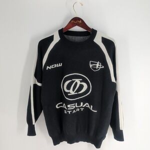 Dazy Letter Graphic Contrast Panel Raglan Sleeve Pullover Sweater Black‎ Size S